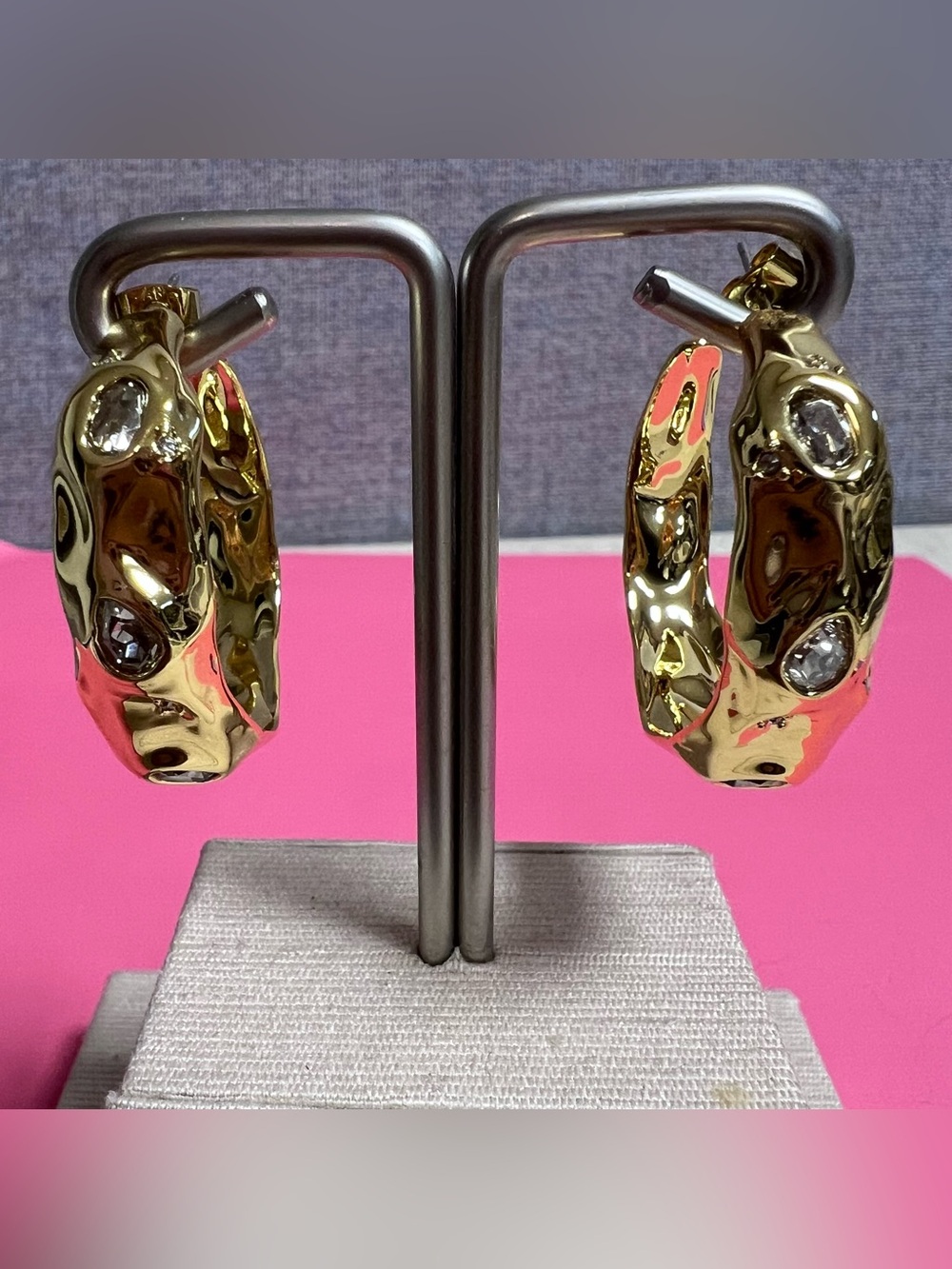 Alexis Bittar Gold & Crystal Hoop Earrings NWT